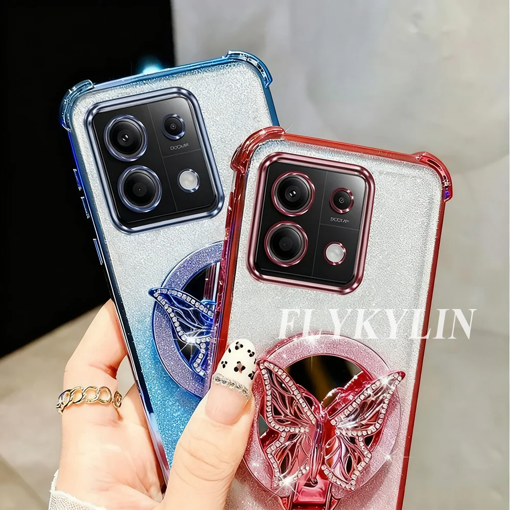 حافظة هاتف لهاتف Honor 400 Pro Smart 200 Lite 300 100 90 80 70 60 50 حامل مرآة على شكل فراشة مع حماية حبل اليد غلاف ناعم #3