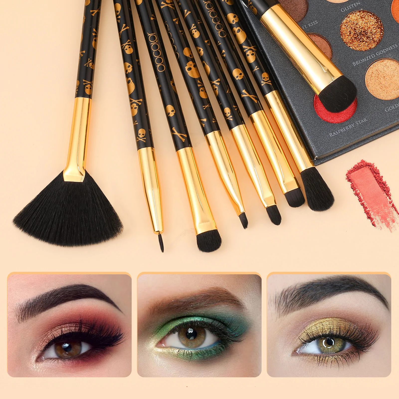 Docolor Goth Makeup Brush Set 12Pcs Professional Face Powder Eyeshadow Blush Foundation Blending Cosmetic Professional Brushes