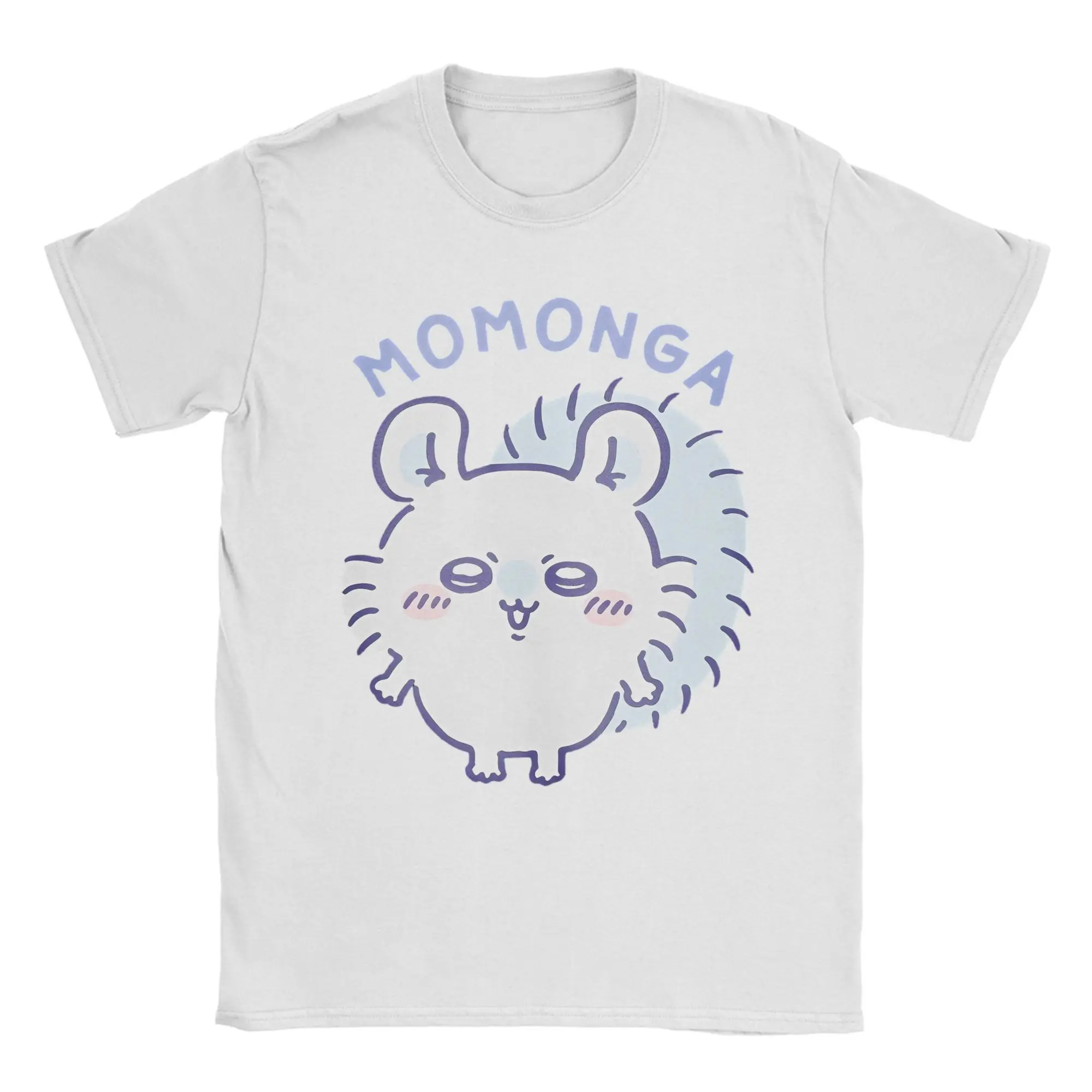 Chiikawas Weißes Momonga-T-Shirt für Herren und Damen, Baumwolle, Vintage-T-Shirts, Rundhals-T-Shirt, kurzärmelig, Geschenkidee – Detail 4