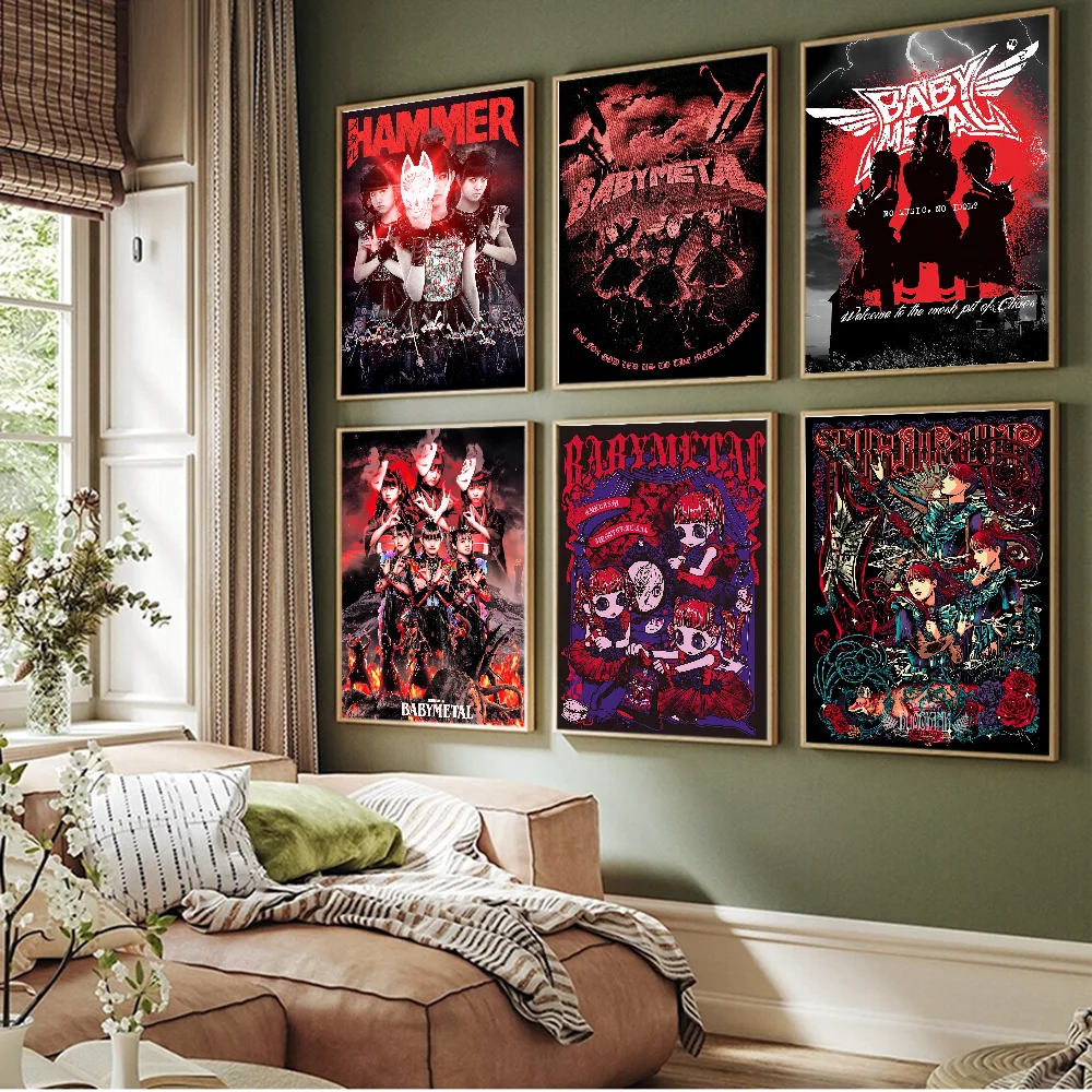 Babymetal Japanese Idol Group Anime Posters Sticky Fancy Wall Sticker For Living Room Bar Decoration Room Wall Decor