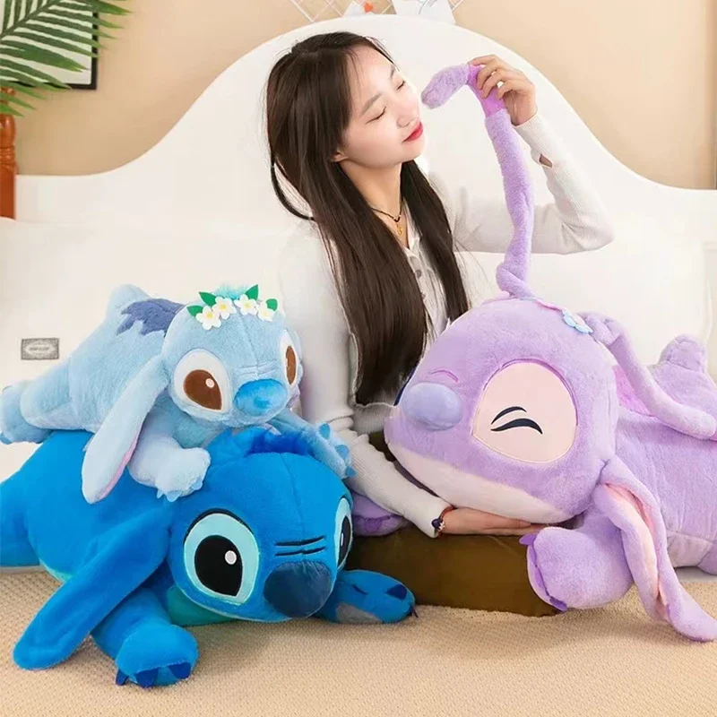 Lilo & Stitch Plush Toy 50-75CM Disney Angel Pillow Anime Doll Cartoon Stuffed Soft Kawaii Companion Children's Birthday Gift