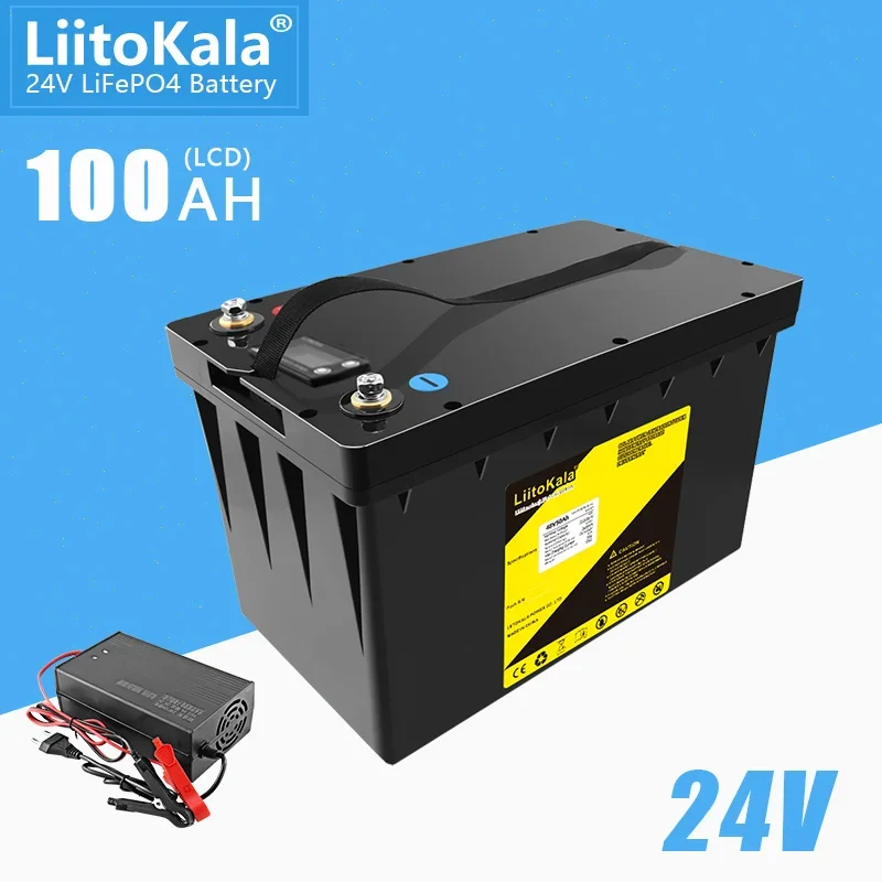 LiitoKala 24V100Ah/120Ah LiFePO4 Battery Solar Golf Car for Forklift waterproof battery pack for inverter,solar system