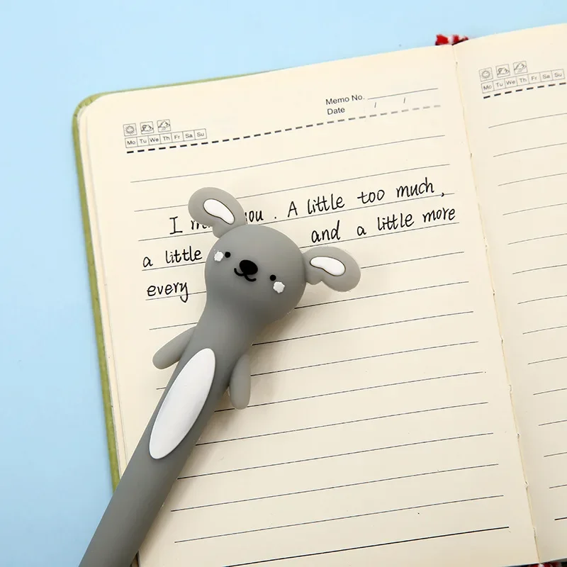 36PCS  Korean cartoon animal pen cute modeling soft rubber sloth Rollerball pen students can wipe blue signature pen