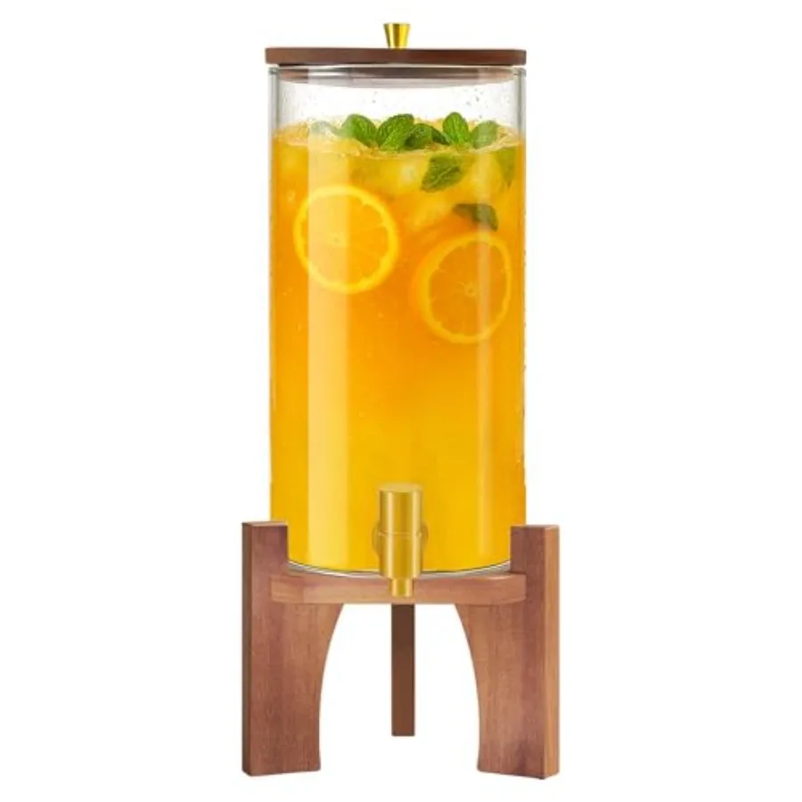 

Glass Drink Dispenser, 1.5 Gallon Beverage Dispenser with Stand, Lemonade Dispenser with Stainless Steel Faucet, Drink Dispense