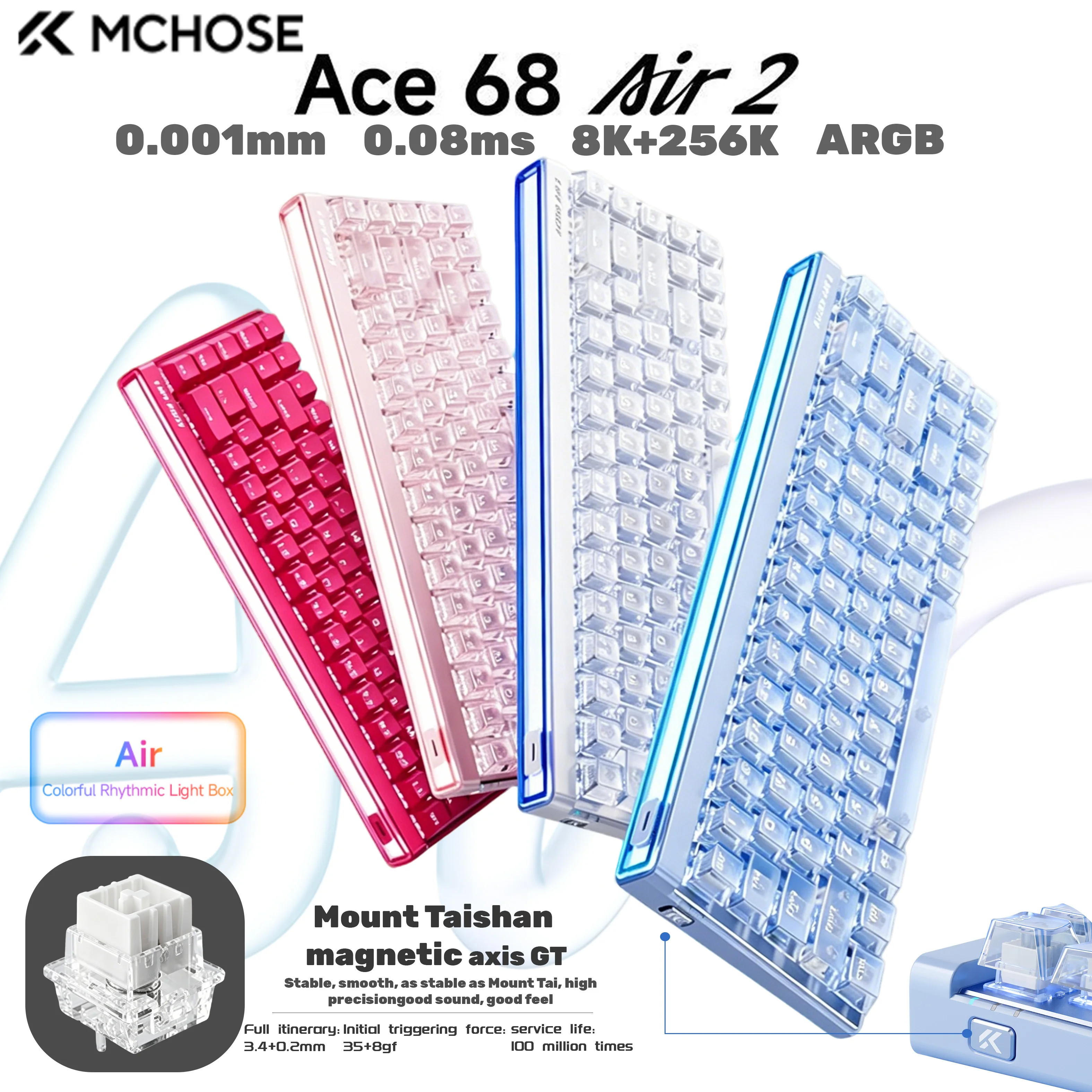 

MCHOSE ACE68 AIR V2 Magnetic Gaming Keyboard 8K Polling RT Hot Swap RGB 68Keys