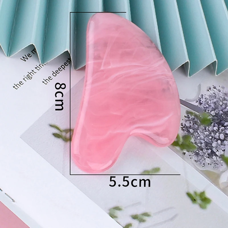 Planche de massage Gua Sha en résine naturelle, quartz rose, plaque Guasha, masseur de visage, grattoirs, outils pour le visage, le cou, le dos, le corps