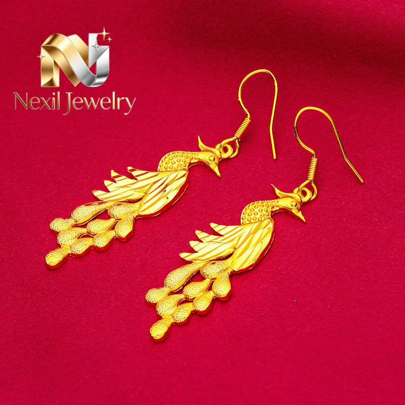 Nexil Jewelry   Nexil Jewelry  Women's Luxury Dynamic AU999 24K Gold Peacock Tassel Earrings! Flattering for Ethnic/Daily Commut