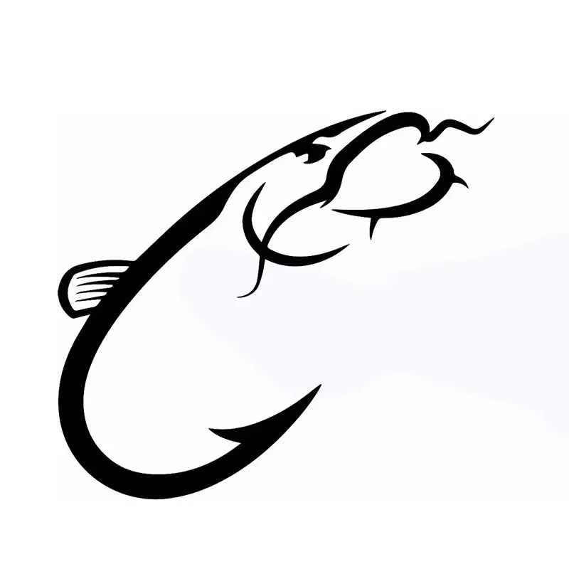 Dynamic and cute catfish bite hook swing art car sticker, suitable for RV mini cab window bumper vinyl sticker