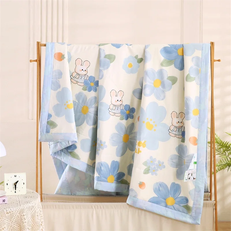100% Cotton Summer Duvet Lightweight Breathable Quilted Blanket Soft Comfortable Quilt Well-vetilated Cool Sleep Naked Comforter