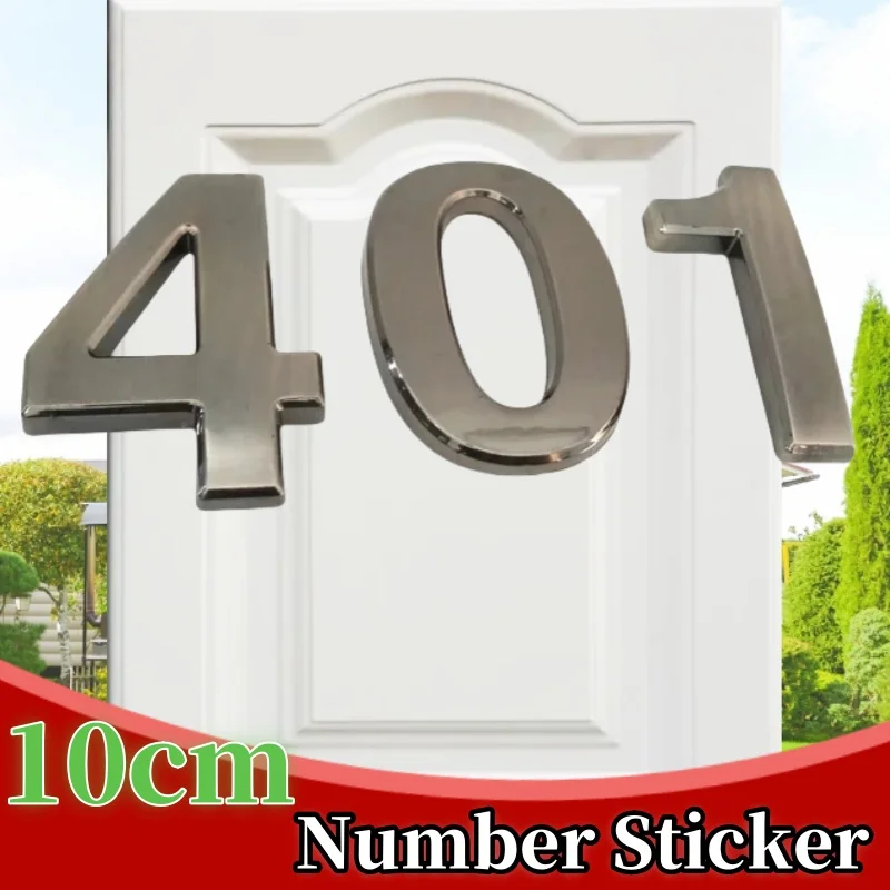 10cm ABS Plastic Plaque House Door Number Hotel Door Address Digits Sticker Plate Sign Door Plate 0123456789 Gray Color