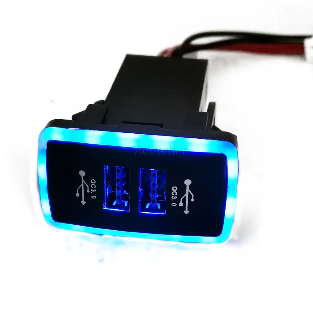 1PC Blue LED Car Charger Socket Dual QC3.0 USB Charging Outlet Power Adapter Phone Fit for Honda Civic 2008-2013 Accessories view 5