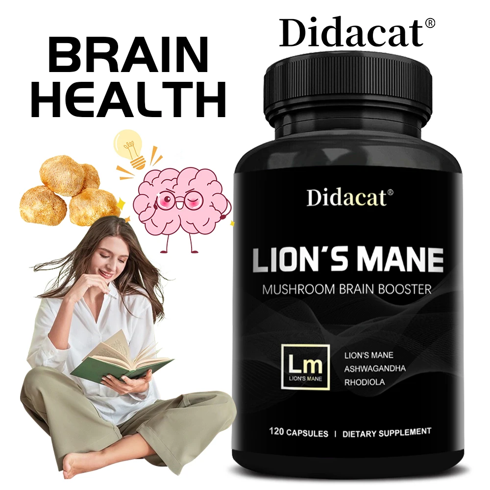 

Lions Mane Supplement Capsules - Brain Supplements for Memory and Focus, Cognitive and Immune Support, Focus Supplement