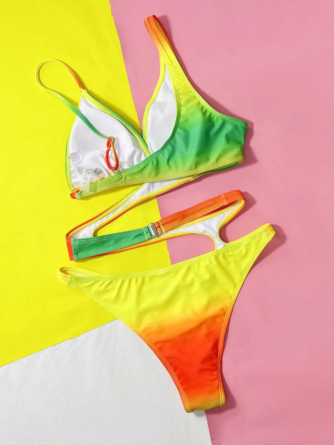 Sexy Tie Dye Print Bandage Swimsuit One Piece Irregular Hollow Bikinis Swimwear Swimsuits Beach Outfits Bodysuit Biquini Tankini