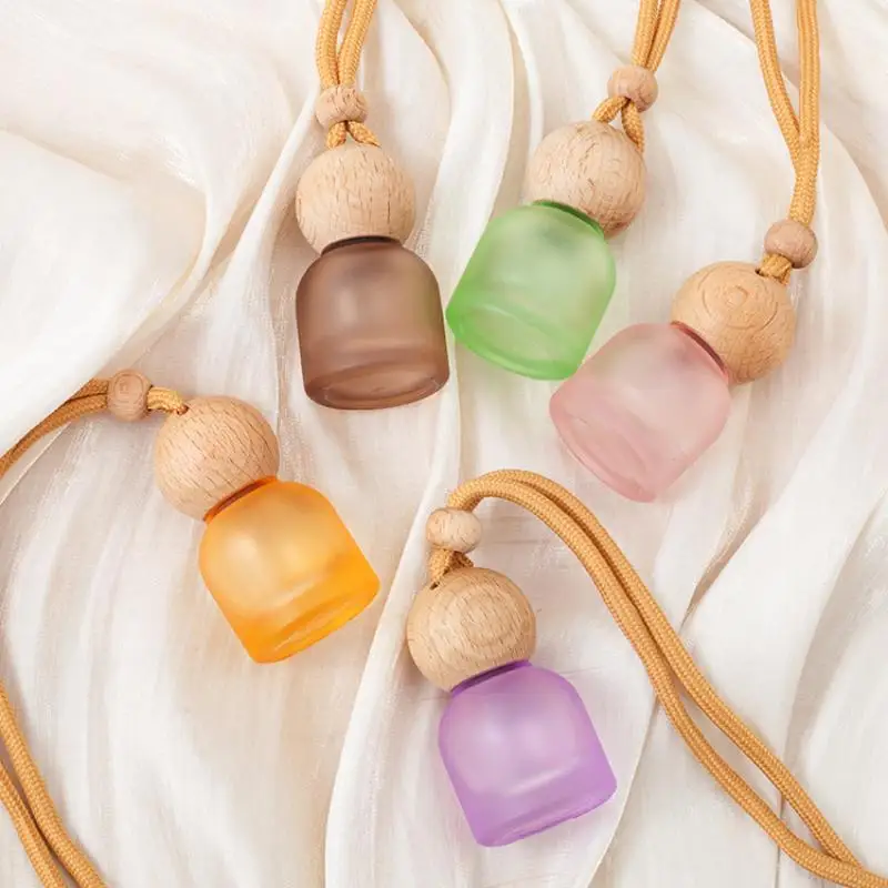 11ml Colorful Frosted Glass Vehicle Scent Bottle Empty Aromatherapy Flask Car Ornament