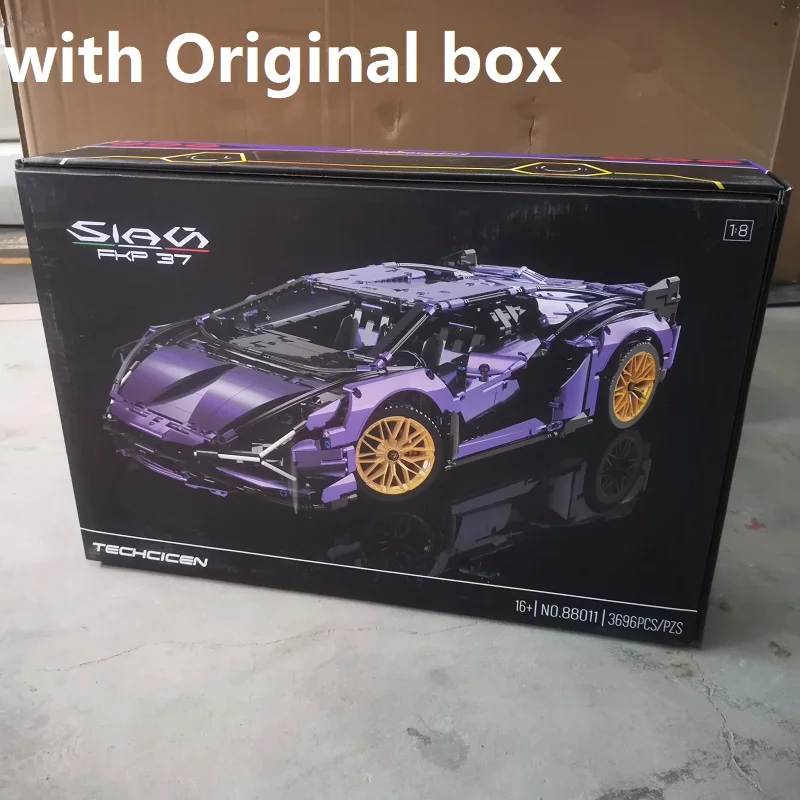 

С оригинальной коробкой, 3696 шт., Lambo Sian, совместимая с 42115, техническая модель автомобиля, здание, подарки на день рождения, Хэллоуин, Рождество