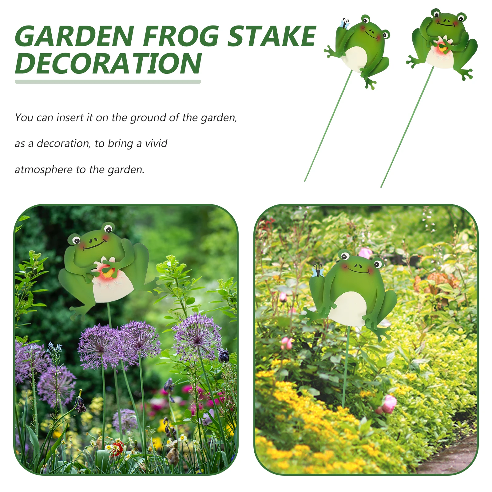

2Pcs Garden Frog Stake Iron Material Outdoor Lawn Decoration Patio Yard Frogs Decorative Stakes Yard Frogs Garden Stake Decor