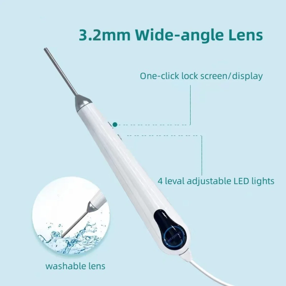 Visible Light Ear Spoon 10.1 inch Large Screen HD 3.2mm Thin Lens Ear Cleaner Tools with 6LEDs Endoscope Ear 3500mAh