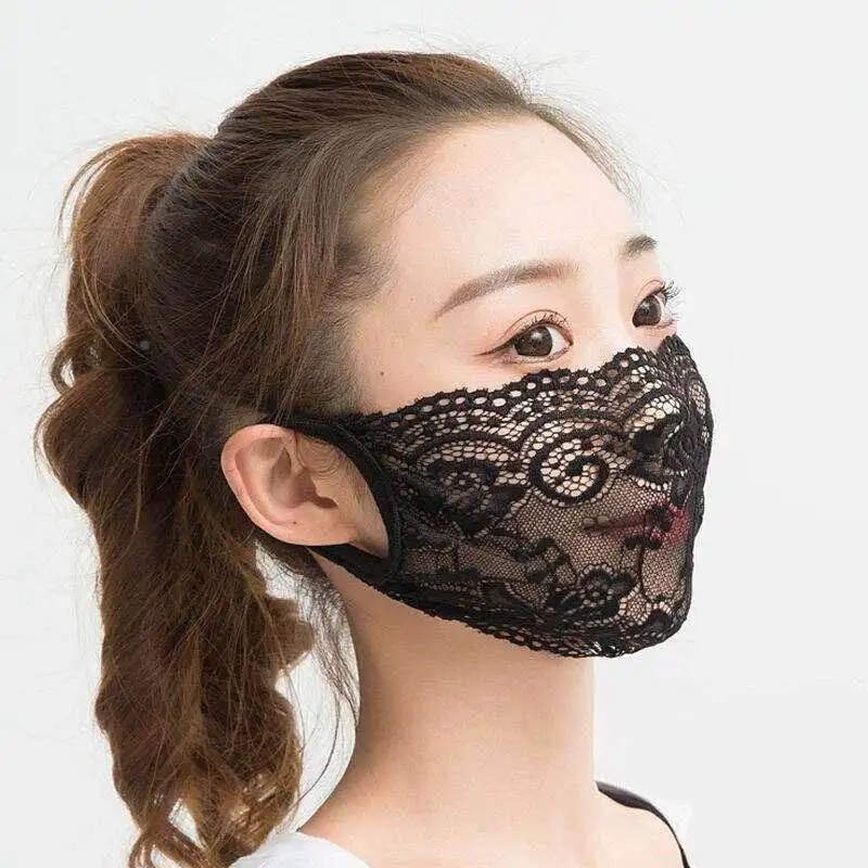 

Ultra-Thin Lace Mask Women's Breathable Sunscreen Mask Sexy Mesh Single Layer Decorative 3D Stereo Medical Environment Suitable