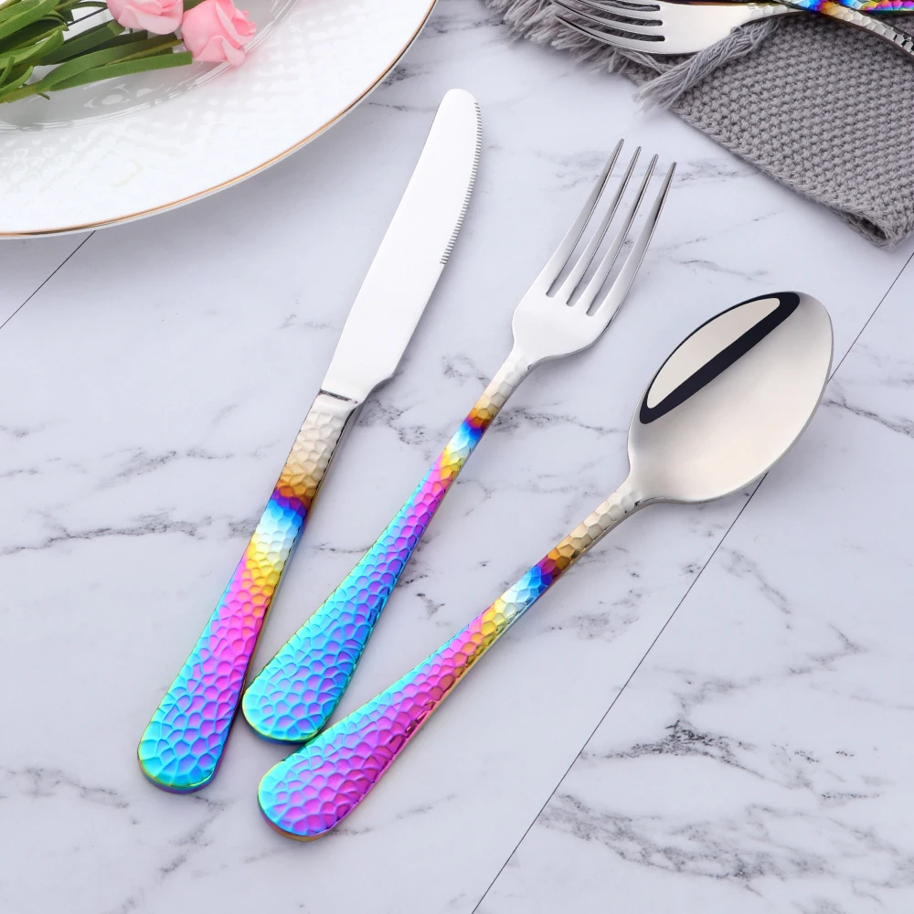 5Pcs Stainless Steel Dinnerware Set Western Flatware Dinner Knife Fork Spoon Cutlery Set Steak Tableware Restaurant Food Server view 4