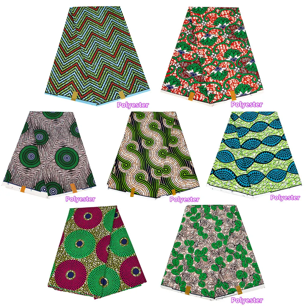 Veritablewax  African Fabric By the Yard Polyester Material For Handsewing High Quality Cloth for Green Party Dress N-32