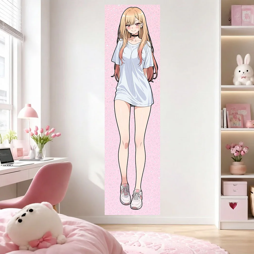 Darling Marin Kitagawa Kawaii Tapestry Gradient Hair Floral Dot Tee Sneakers Anime Wall Hanging Teen Girls Dorm Streaming Decor