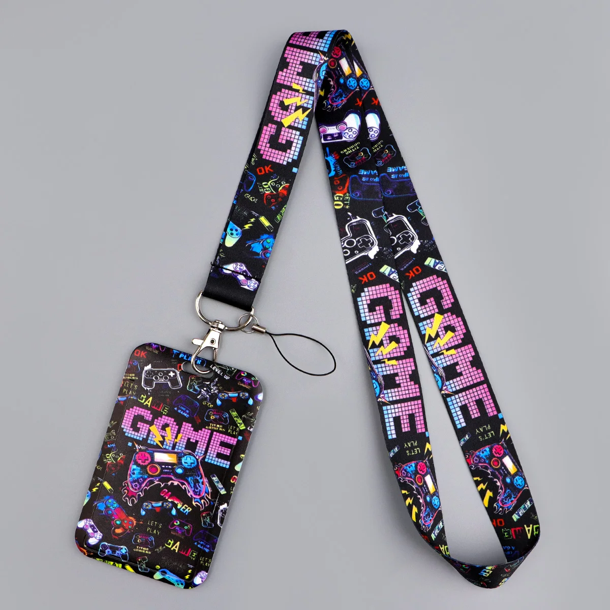 Cartoon Pattern Ghost Game Lanyard Neck Strap Keychain Card Cover Badge Holder Mobile Phone Hang Rope Keyring Accessories Gifts