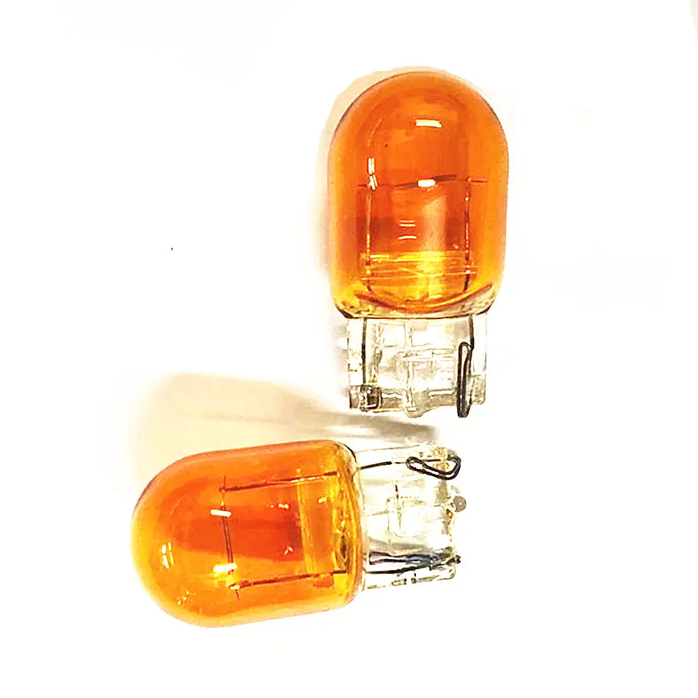 2x T20 7440 1881 582 W21W Orange Halogen Car bulbs 12V 21W brake bulbs Tail Light Stop Light Rear Turn Signal DRL Wedge Base