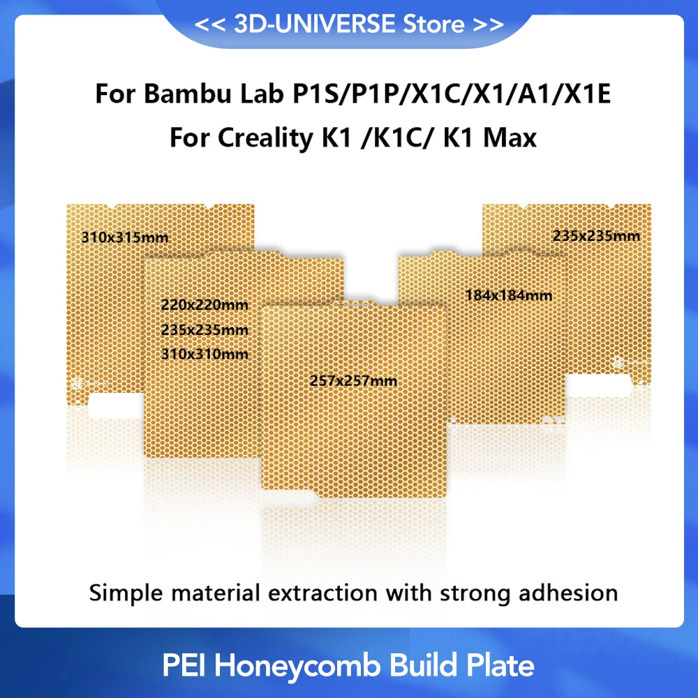 Double Sided PEI Honeycomb Build Plate For Creality K1/K1C/K1 Max/Ender3 PEI Spring Steel Sheet For Bambu Lab P1P/P1S/X1/X1C