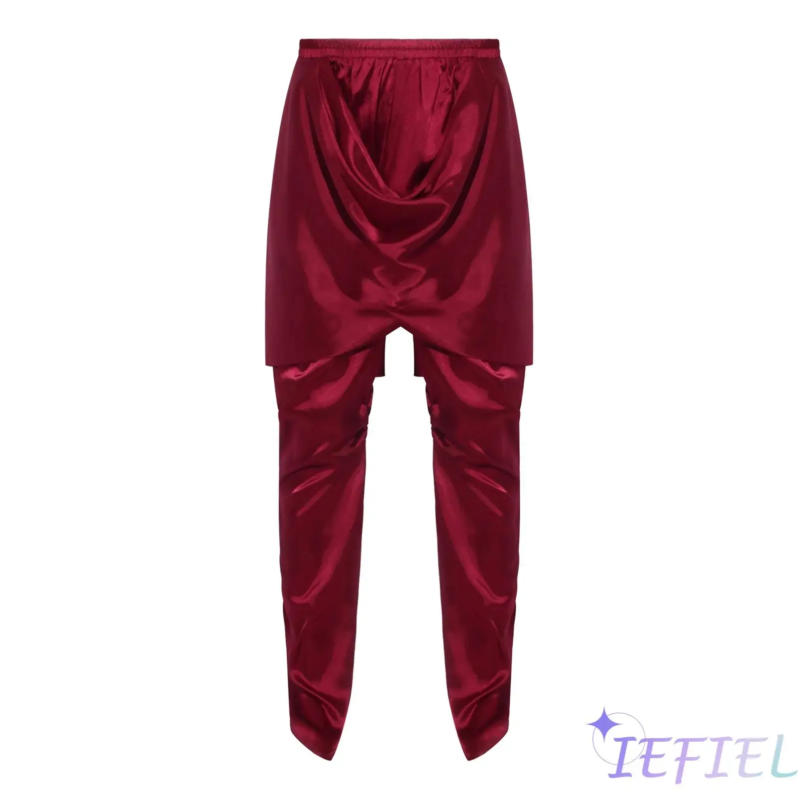 Men Satin Dhoti Arab Indian Trousers Cross Front Ruched Harem Pants for Halloween Role Playing Themed Party for Belly Dance