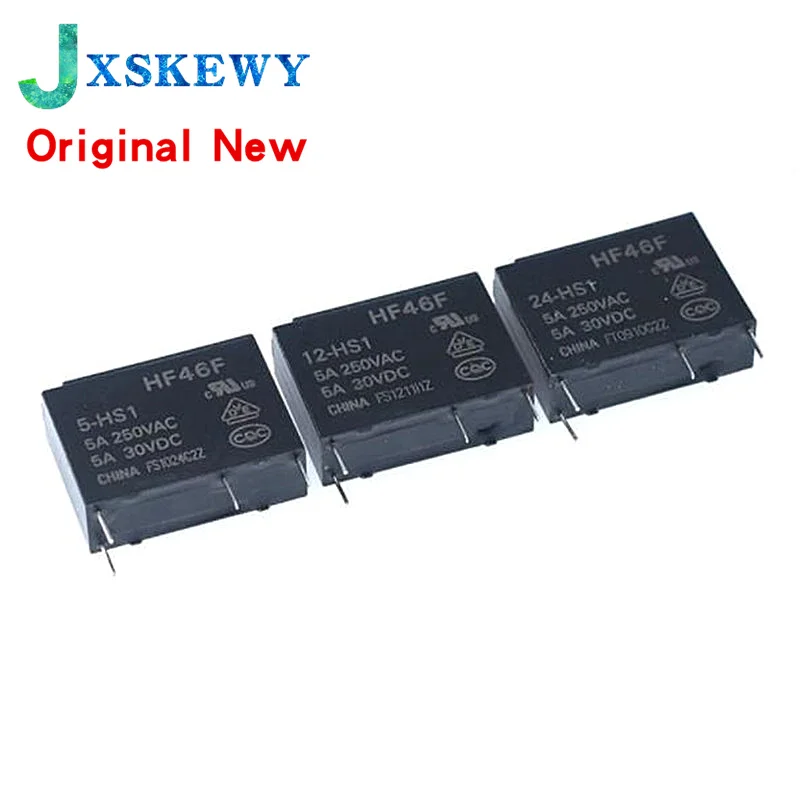 10PCS 5A 4Pin HF46F-5-HS1 HF46F-12-HS1 HF46F-24-HS1 Power Relay A Normally Open 5 V 12 V 24 V DC 5A 250VAC Relays