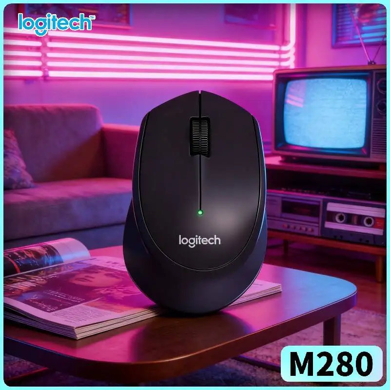 Logitech M280 Ergonomic Wireless Mouse Slip-Resist Textured Pads 2.4GHz Nano Dongle 10m Range for Office Mac PC Linux