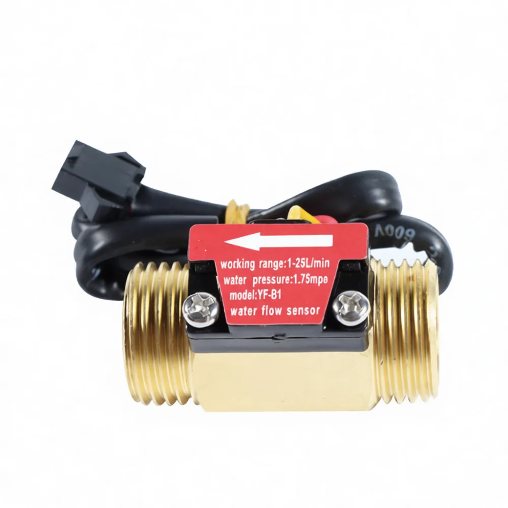 Water Flow Meter Brass Sensor 4 6 Point Connector Turbine Hall Type For Gas Boiler Hot Water Machine Durable Flow Measurement