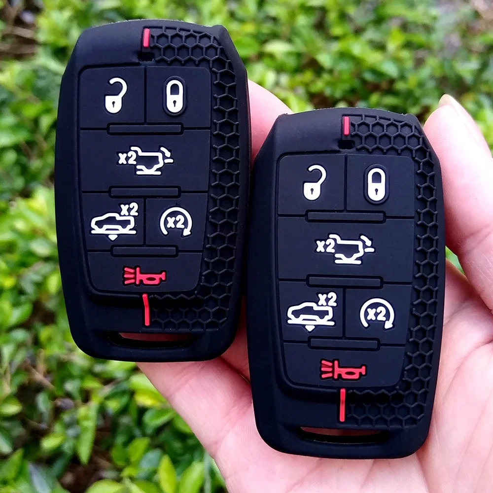 

6 Buttons New Remote Key Case Keychain Shell Fob for Dodge RAM1500 RAM2500 TRX RAM 1500 Silicone Key Holder Cover Skin 2021 2020