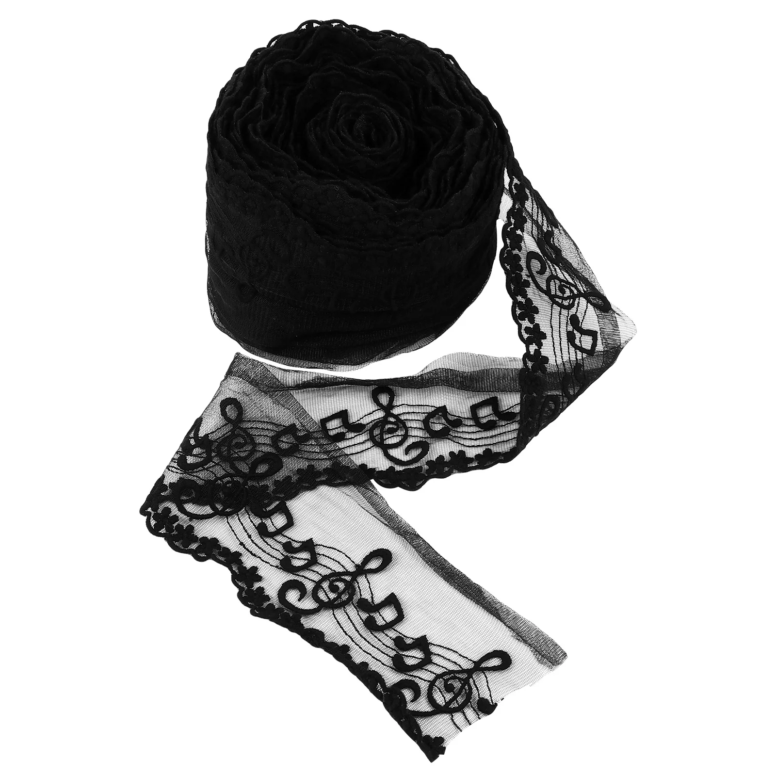 20 Yards White Embroidered Music Note Lace Border Lace Fabric Flower Ribbon for DIY Handmade Wedding Dress Decoration