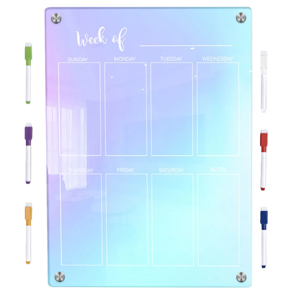 

1Set Acrylic Magnetic Dry Erase Board for Fridge Clear Transparent Daily Weekly Planner Schedule Notepad Reusable Kitchen