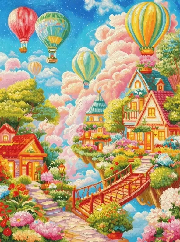 Jigsaw Puzzle 500/1000/1200/2000PCS Hot Air Balloon Dreamlike Sky Scene DIY Leisure Puzzle Collectible Gift For Art Fans