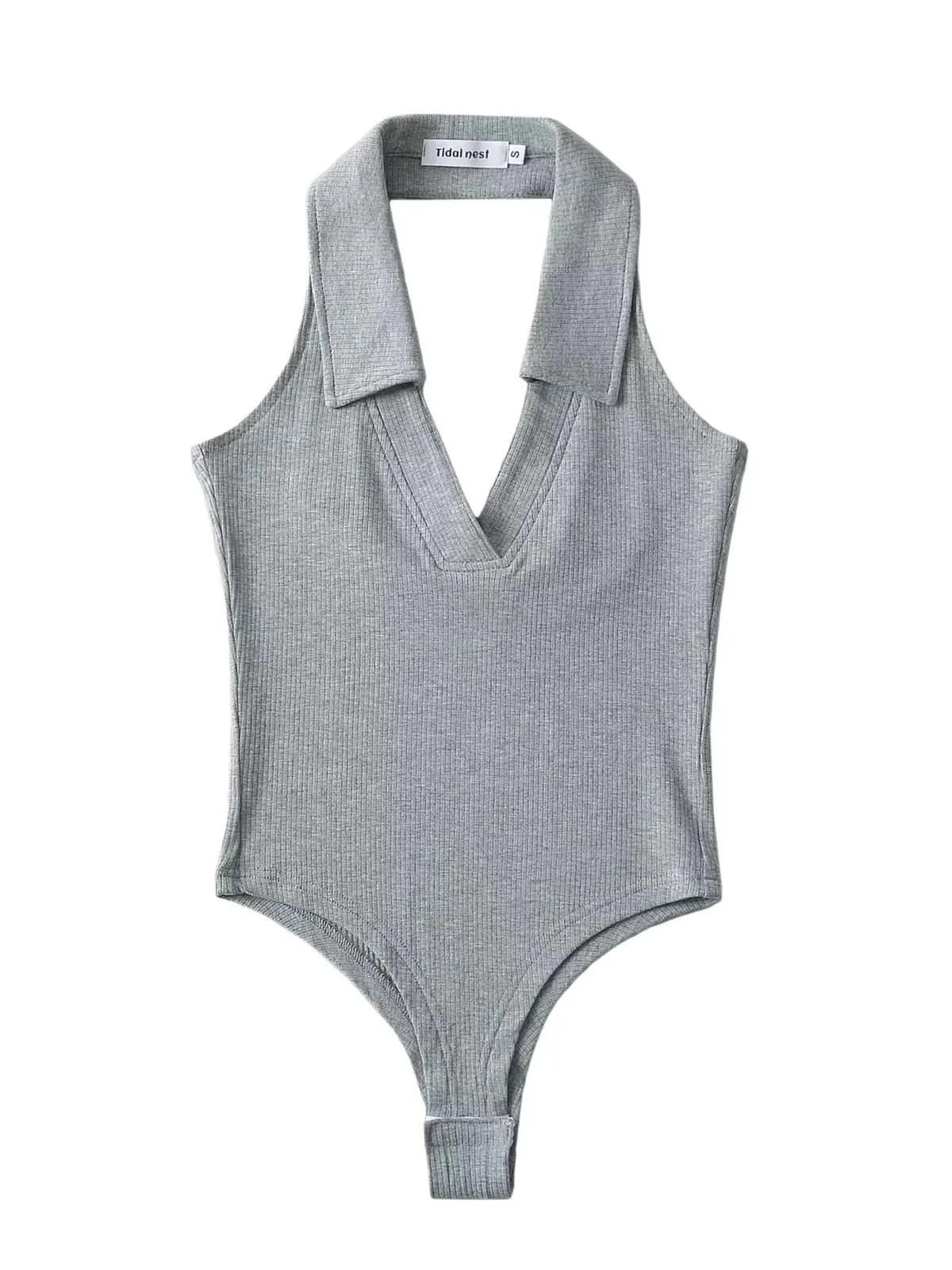 

Sexy American Style Sleeveless Neck Suit for Women Grey Slimming Sexy Pants Cotton Blend Fabric Commute Style