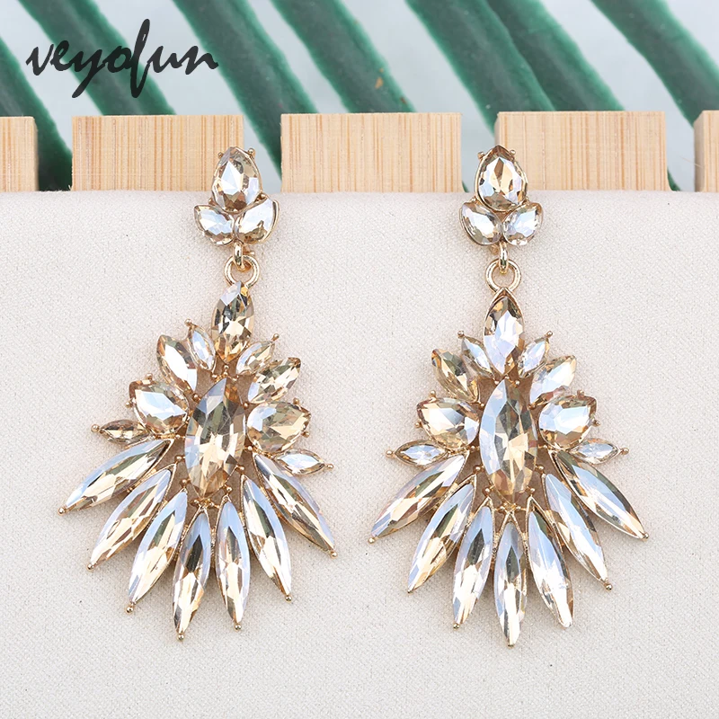 Veyofun Geometric Crystal Drop Earrings Elegant Party Earrings for Women Fashion Jewelry Brinco Wholesale