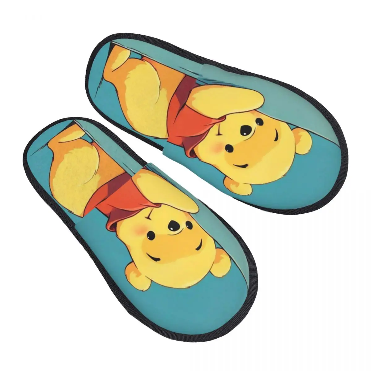 Custom Winnie Pooh Bear Memory Foam Slippers Women Cozy Warm House Slippers