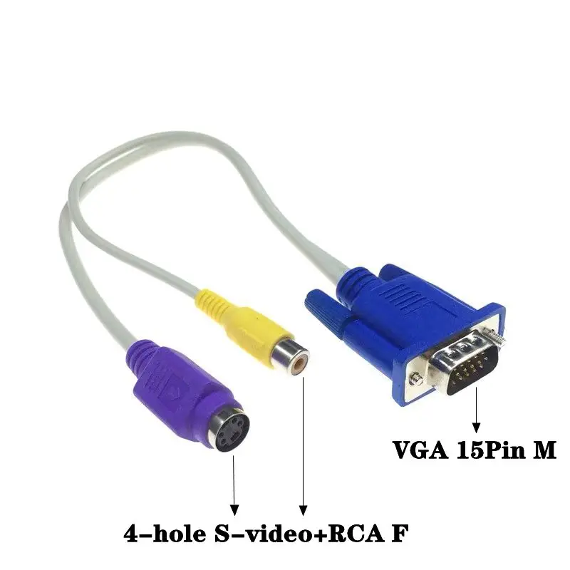 VGA To AV Conversion Cable VGA To S Terminal 4-Hole S-Video Adapter Cable 3RCA Lotus Audio And Video Three Color Cable