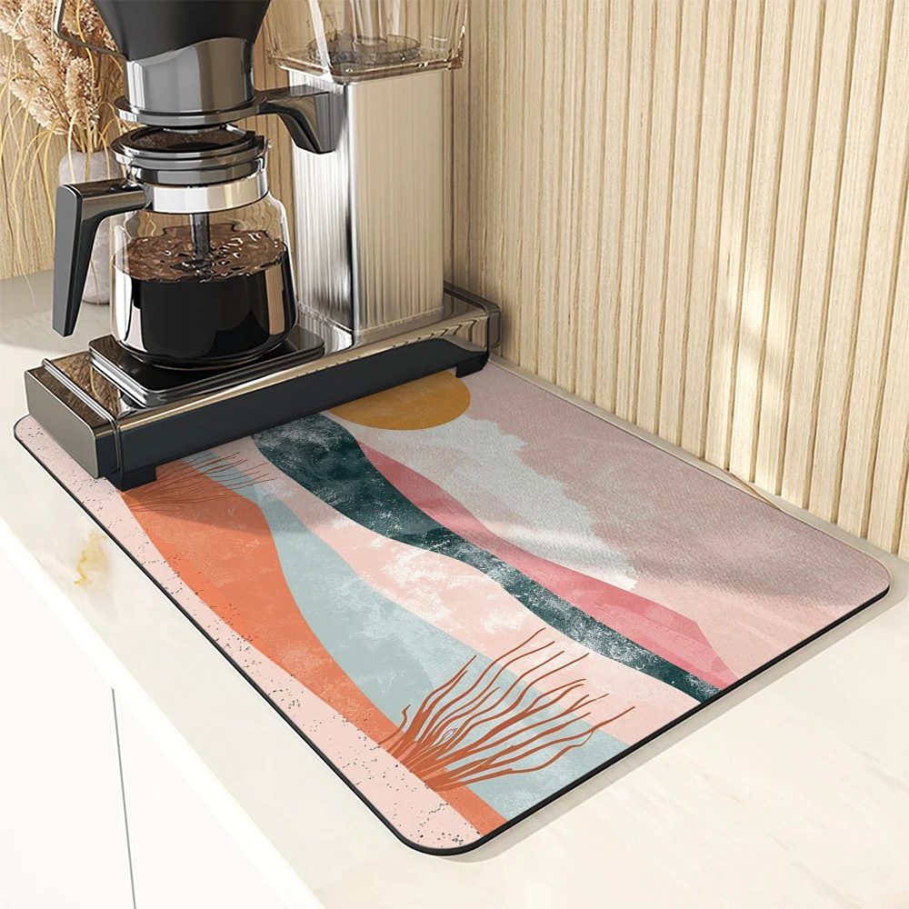 1pc Drying Mat Desert Cactus Non-Slip Absorbent Mat Tableware Kitchen Counter Drain Mats Placemats for Table