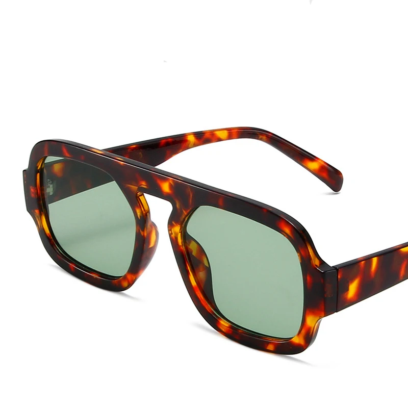 Fashion Square Sunglasses Women 2024 New Retro Black Brown Thick Frame Pilot Sun Glasses Woman Chic Polygon Leopard Shades UV400