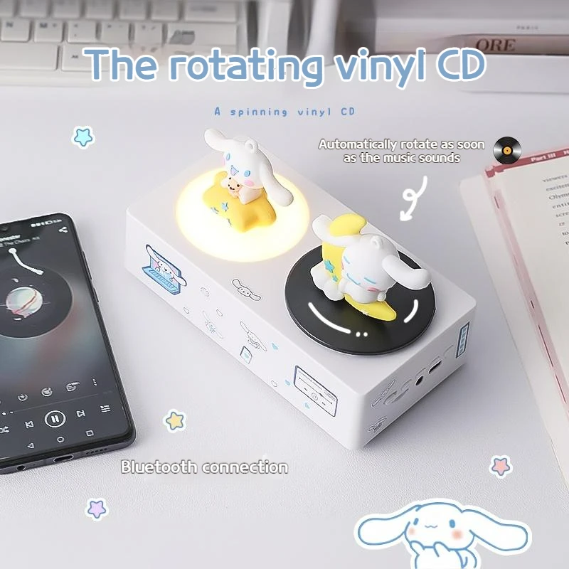 

New Sanrio Cinnamoroll Bluetooth Speaker Kawaii Retro Rotary Record Player Anime Soundbox Birthday Gifts Women Day Girlfriend