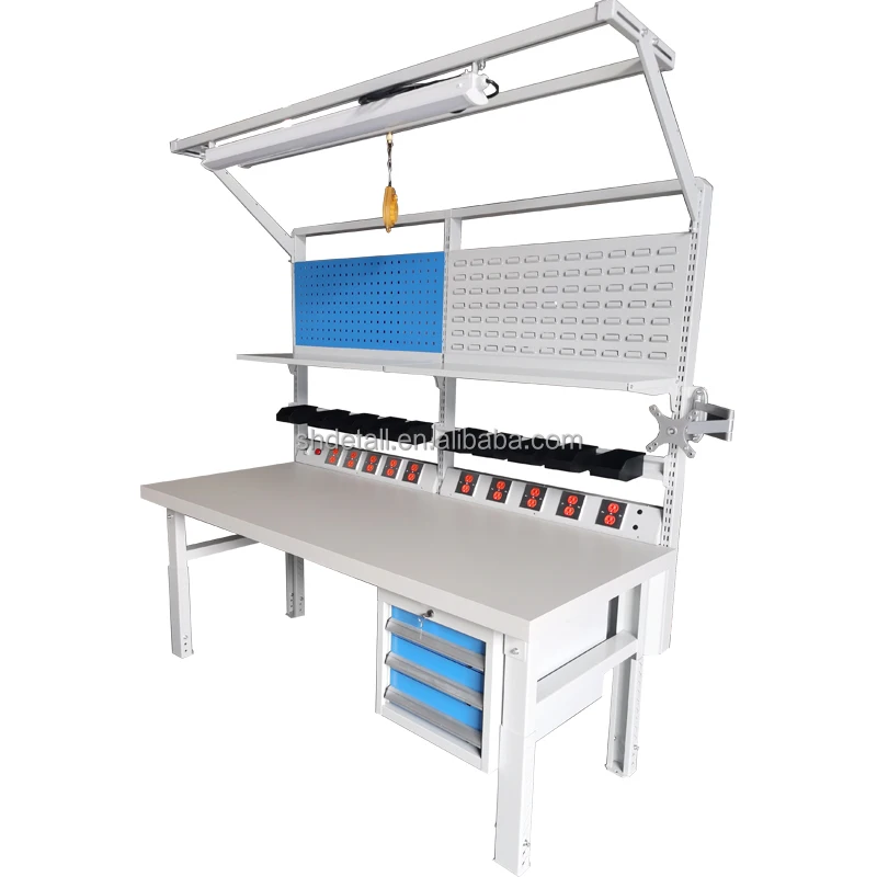 

Heavy Duty ESD Workbench Anti-Static Production Line Bench Light Drawers for Woodworking Industries Workshops Workstation Pro