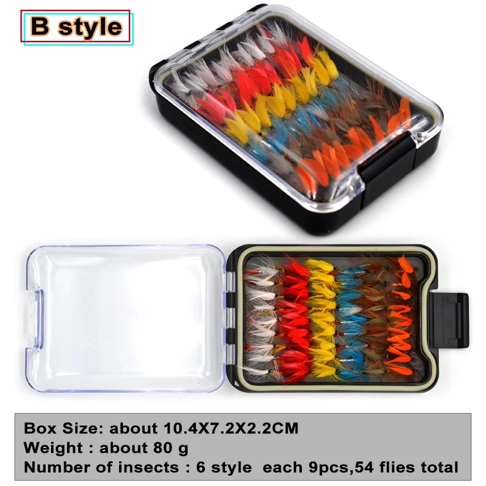 MNFT 40/54/72Pcs Outdoor Planet Waterproof Fly Box with Dry/Wet/Nymph/Streamer Trout Fly Fishing Flies Lure