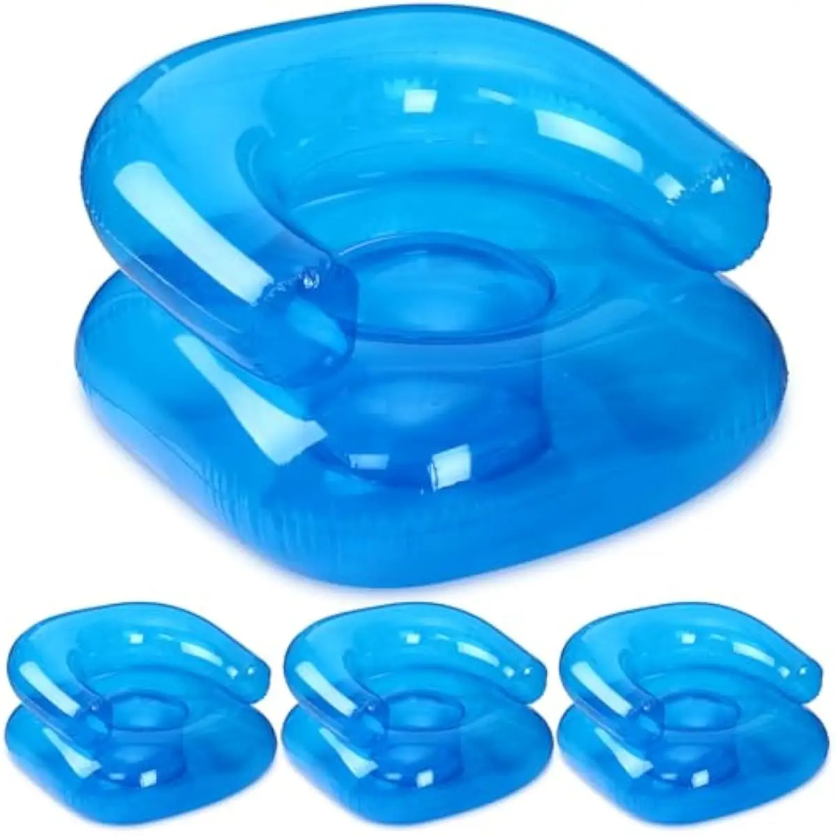 4 Pack Portable 28 Inch Blue Inflatable Kids Chairs for Indoor Outdoor Use – Waterproof PVC Air Seating with Ergonomic Support I