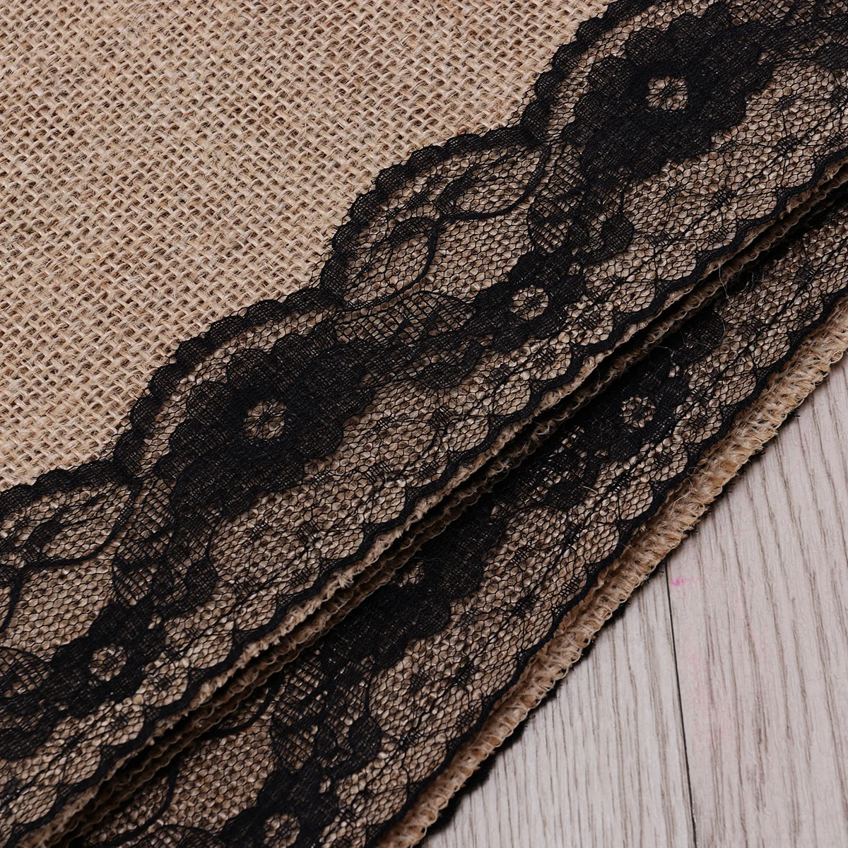 

Rustic Burlap Linen Table Runner Lace Edging Wedding Dining Christmas Party Decor 275x30cm Burlap Table Runner