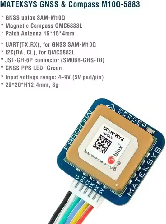 Matek M10Q-5883 GNSS for SAM-M10Q QMC5883L Compass Module Essential RC FPV Racing Drone Accessory