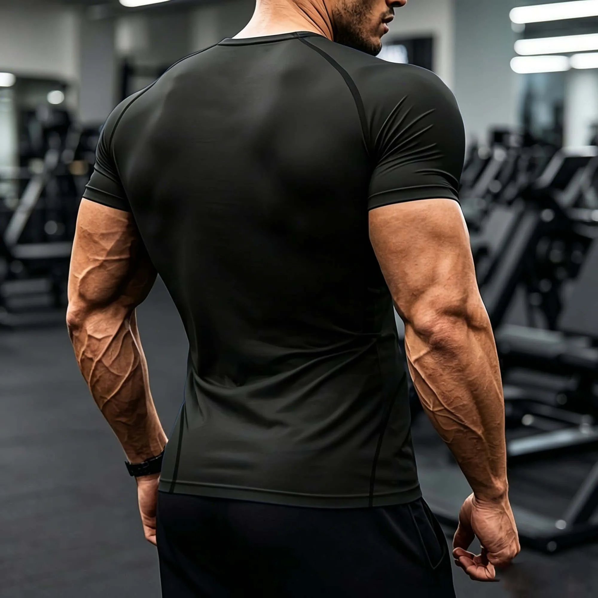 Men Boxing MMA Letter Graphic Athletic Compression Short Sleeve Lightweight Quick Dry Outdoor Training Running Gym T-shirt