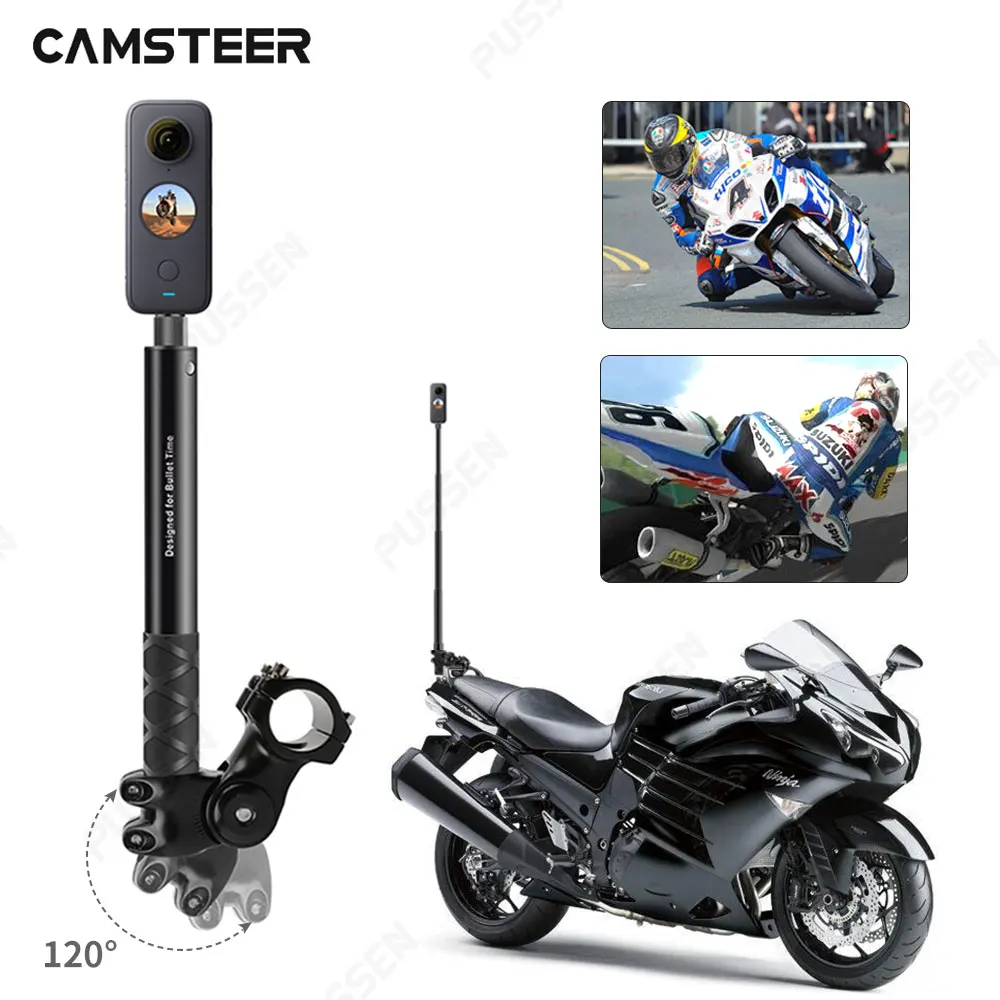 Motorcycle Bike Insta360 X3 X2 Camera Holder Handlebar Bumper Bracket Invisible Selfie Monopod for GoPro Max Hero 11 10 Camera